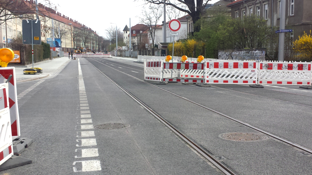 Zwischen Conradstraße und Großenhainer Platz ist bis auf kleine Restarbeiten auch alles fertig ©MeiDresden.de