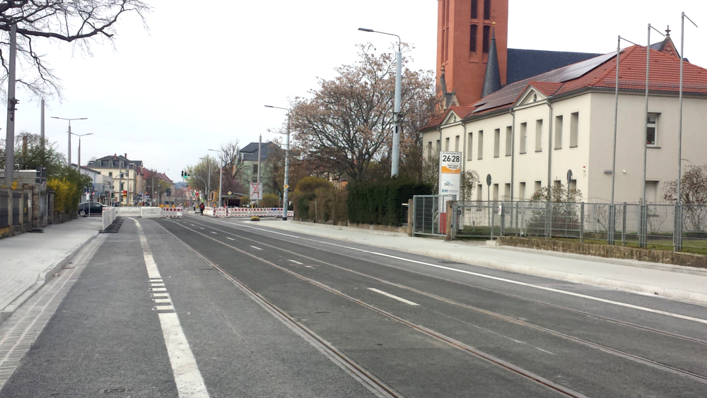 Fahrbahnen und Gleise im Bereich Conradstraße bis Großenhainer Platz ©MeiDresden.de