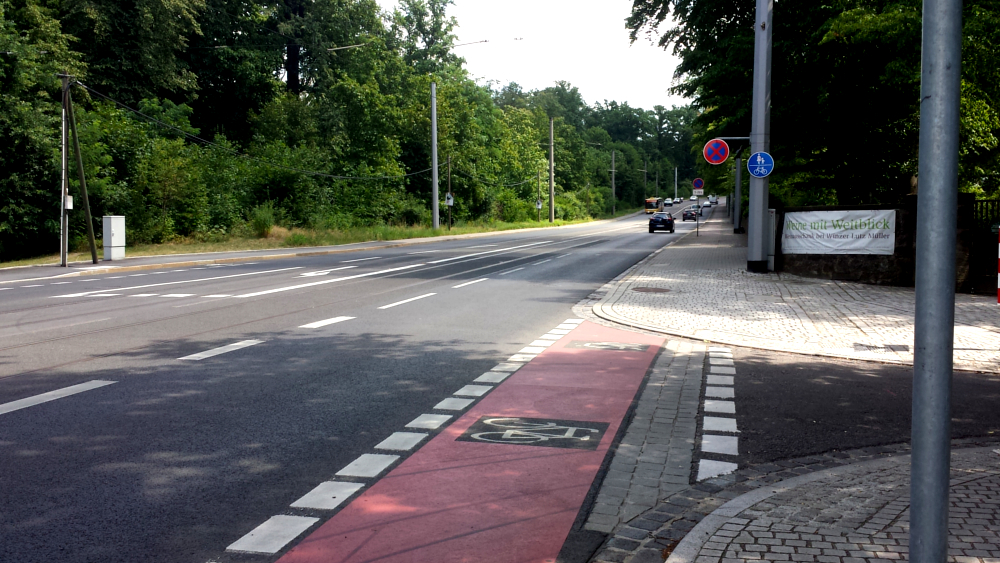 Ab Herbst soll ein neuer Fahrradstreifen auf der Bautzner Straße zwischen Brockhaus- und Schillerstraße entstehen ©MeiDresden.de