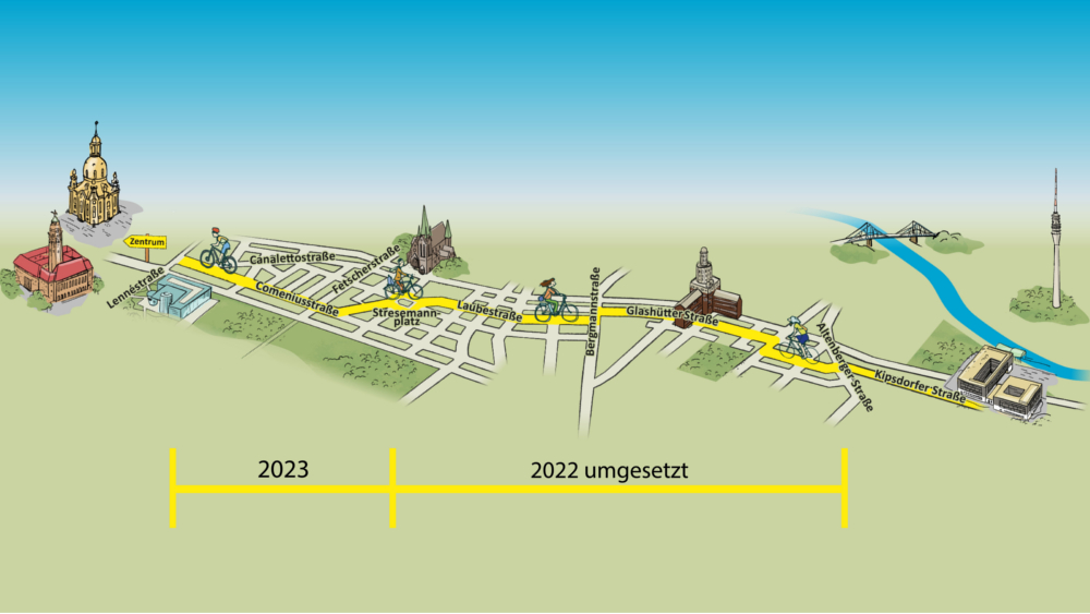 Karte Radroute Dresden Ost  2023  - 2022 ©Landeshaupstadt Dresden