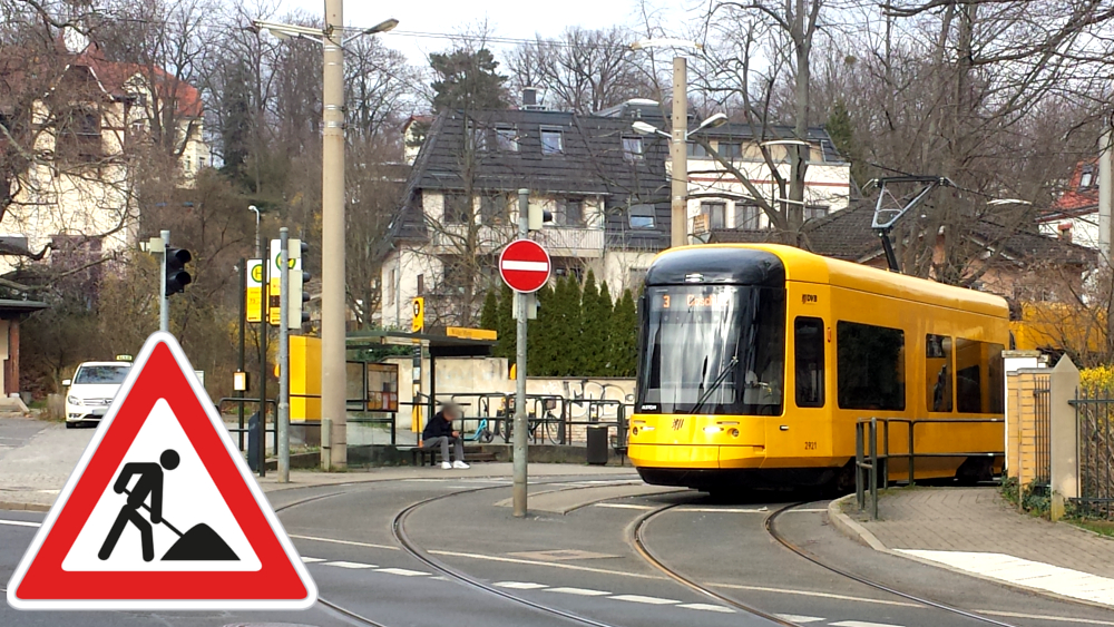 Wegen Bauarbeiten am Wilden Mann fährt die Line 3 am Wocheennde verkürzt. ©MeiDresden.de