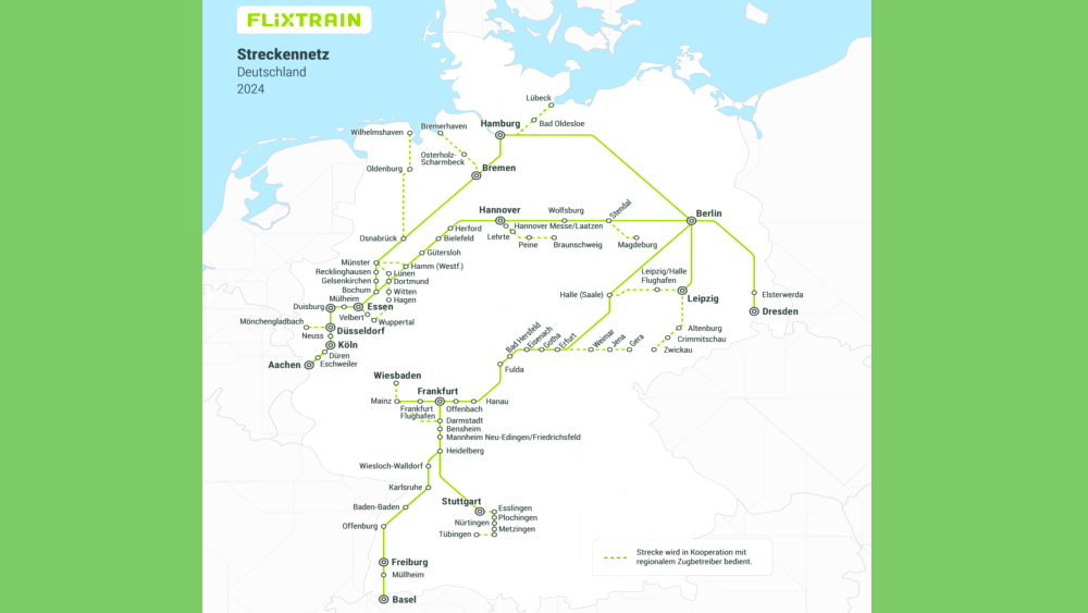 Flixtrain Streckennetz 2024 ©FLIX SE