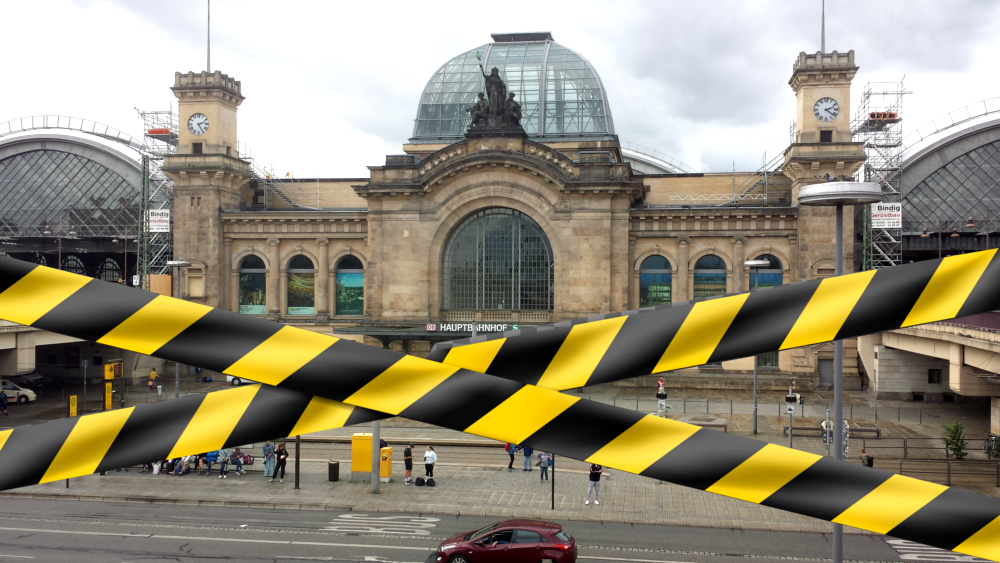 Hauptbahnhof am Wochenende gesperrt ©MeiDresden.de (Bildmontage)