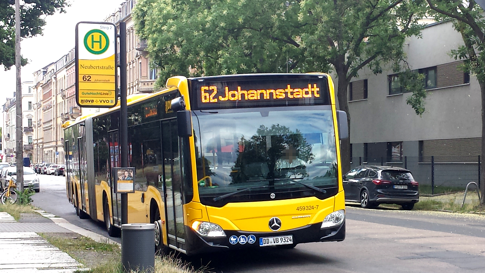 Die Haltestelle Neubertstraße wird ab August von der Linie 62 nicht mehr angefahren ©MeiDresden.de