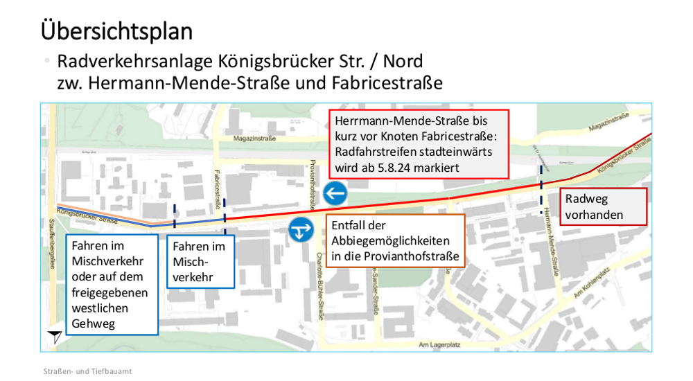 Planung neuer Radweg auf der Königsbrücker ©LH Dresden /Straßen und Tiefbauamt