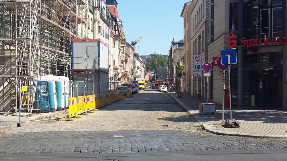 in den nächsten Monaten wird die Katharinenstraße in der Neustadt komplett erneuert  ©MeiDresden.de