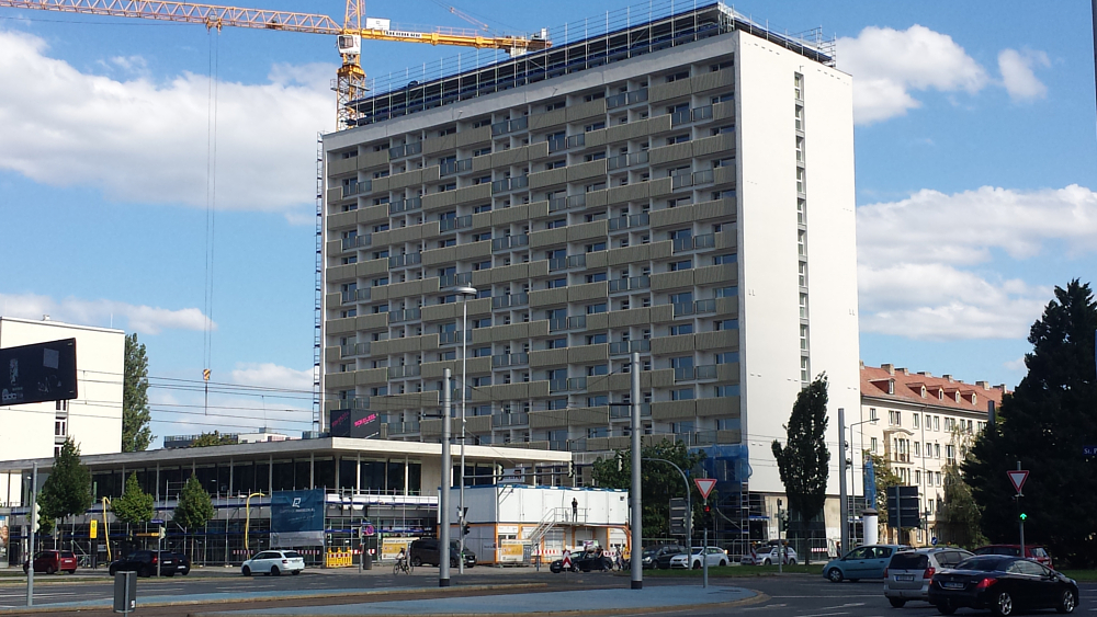 Samierung des Hochhauses Grunaer Straße 5 schreitet voran ©MeiDresden.de