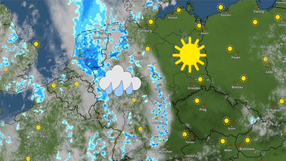 Zur Wochenmitte könnten die Wetterkontraste über Deutschland kaum größer sein. © WetterRadar WetterOnline