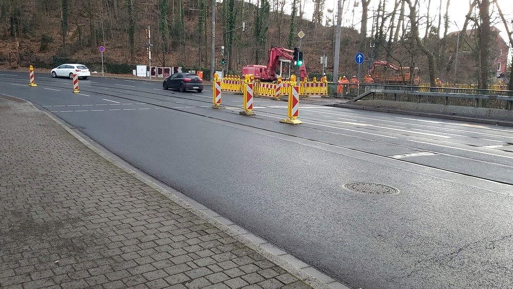 Bauarbeiten auf der Bautzner Straße an der Mordgrundbrücke. Foto: MeiDresden.de