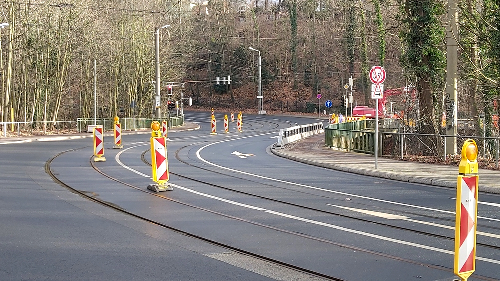 Bauarbeiten auf der Bautzner Straße an der Mordgrundbrücke. Foto: MeiDresden.de