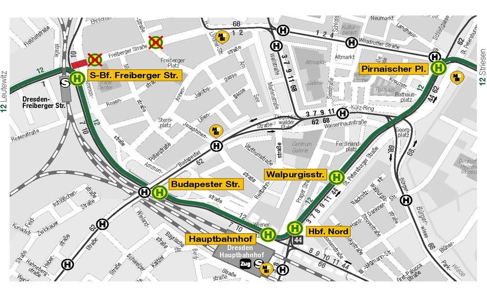Baustelle Freiberger Strasse . Grafik. DVB AG