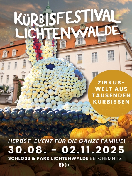 Plakat Kürbisfestival Schloss und Park Lichtenwalde. Foto: ASL Schloßbetriebe