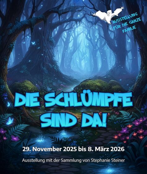 Plakat Die Schlümpfe sind da  in der Karrasburg Coswig . Foto: Kulturbetriebsgesellschaft Meißner Land mbH