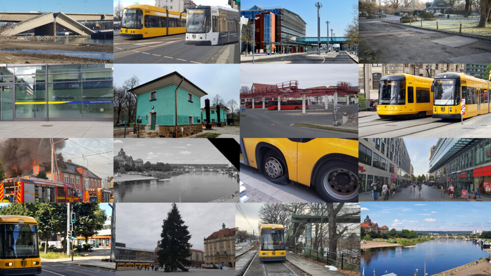 Ruckblick auf das Jahr 2025. Fotos: MeiDresden.de /Bus (privat) / Operette (Feuerwehr Dresden)