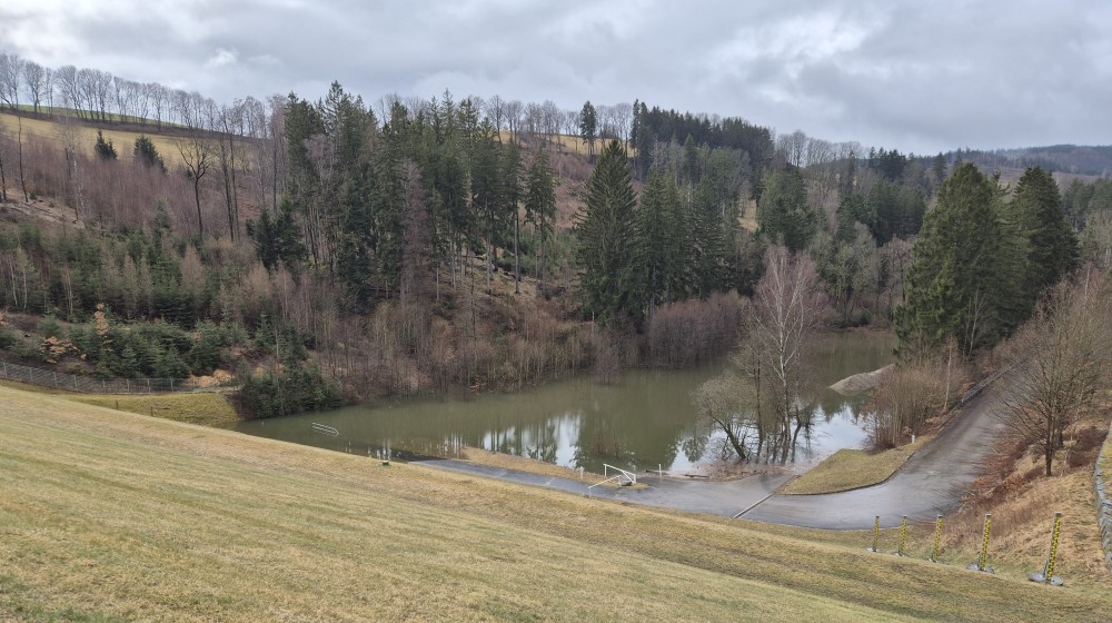 Hochwasserrueckhaltebecken Glashuette Einstau   © © Landestalsperrenverwaltung Sachsen / Stefan Wätzig