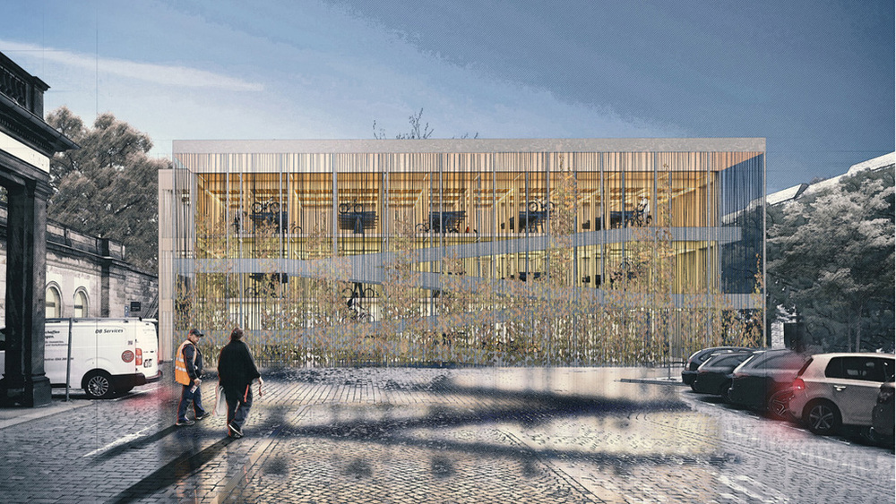 Visualisierung Siegerentwurf Fahrradparkhaus Schlesischer Platz © KNERER UND LANG Architekten GmbH