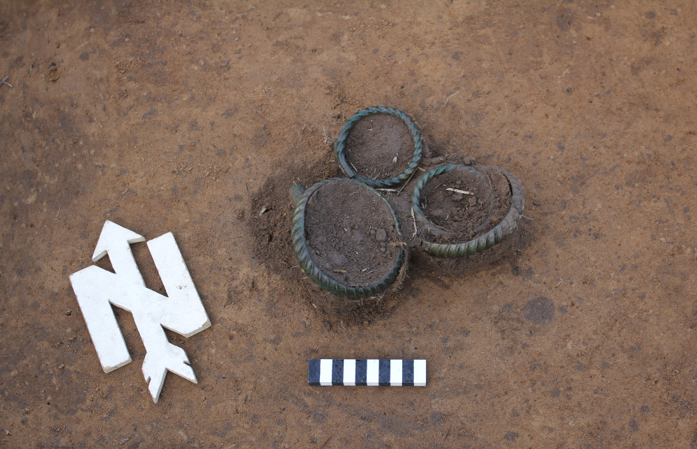 Freilegung des Ringdepots  © Landesamt für Archäologie Sachsen