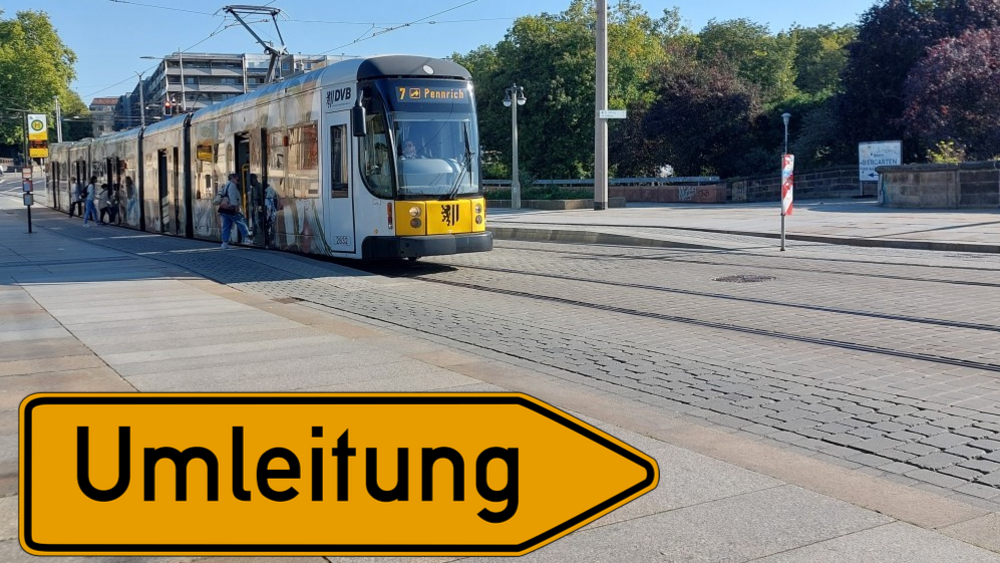 Königsbrücker Straße: Umleitung der Linien 7 und 8 ab Montag. Fotomontage: MeiDresden.de