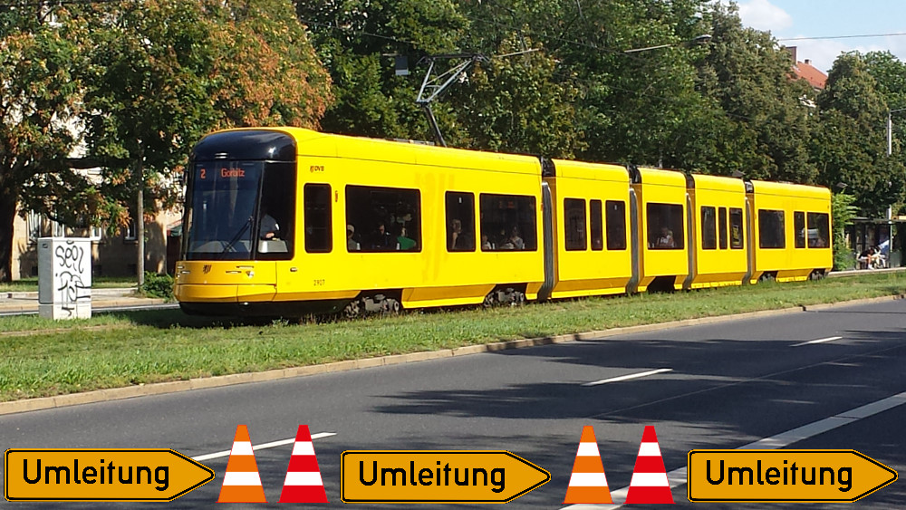 Straßenbahn Umleitung Symbolfoto MeiDresden.de